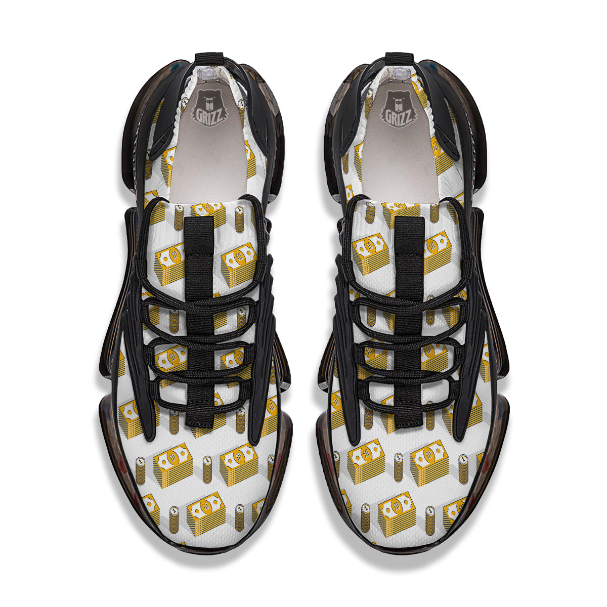 Money Cash Print Pattern Black Gym Shoes-grizzshop