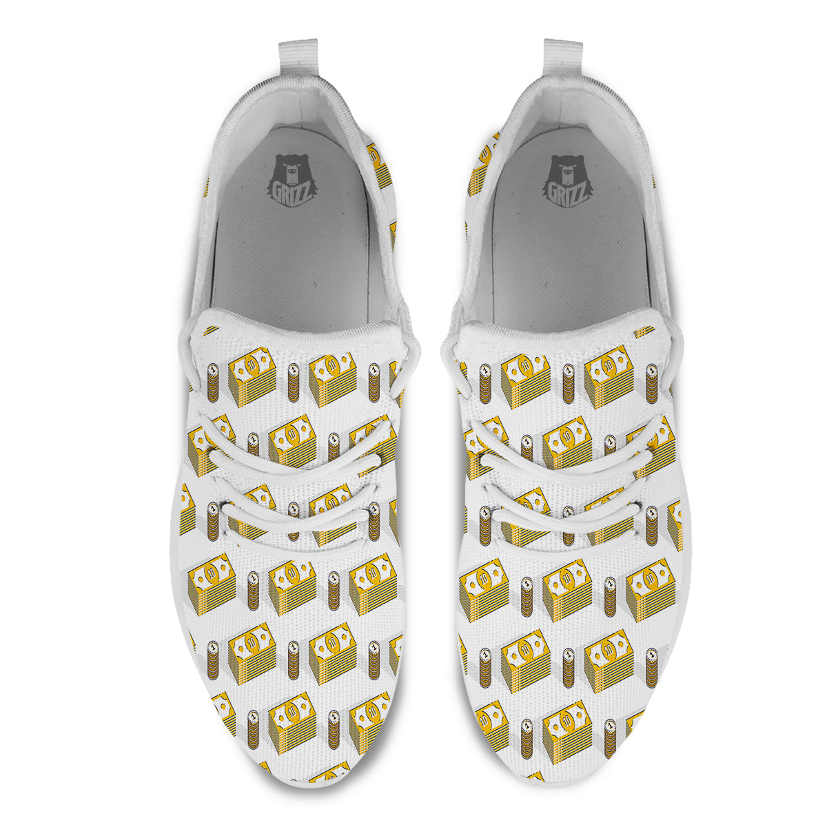 Money Cash Print Pattern White Athletic Shoes-grizzshop