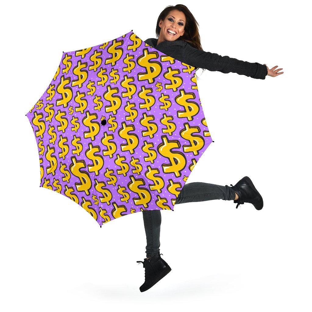 Money Dollar Pattern Print Automatic Foldable Umbrella-grizzshop