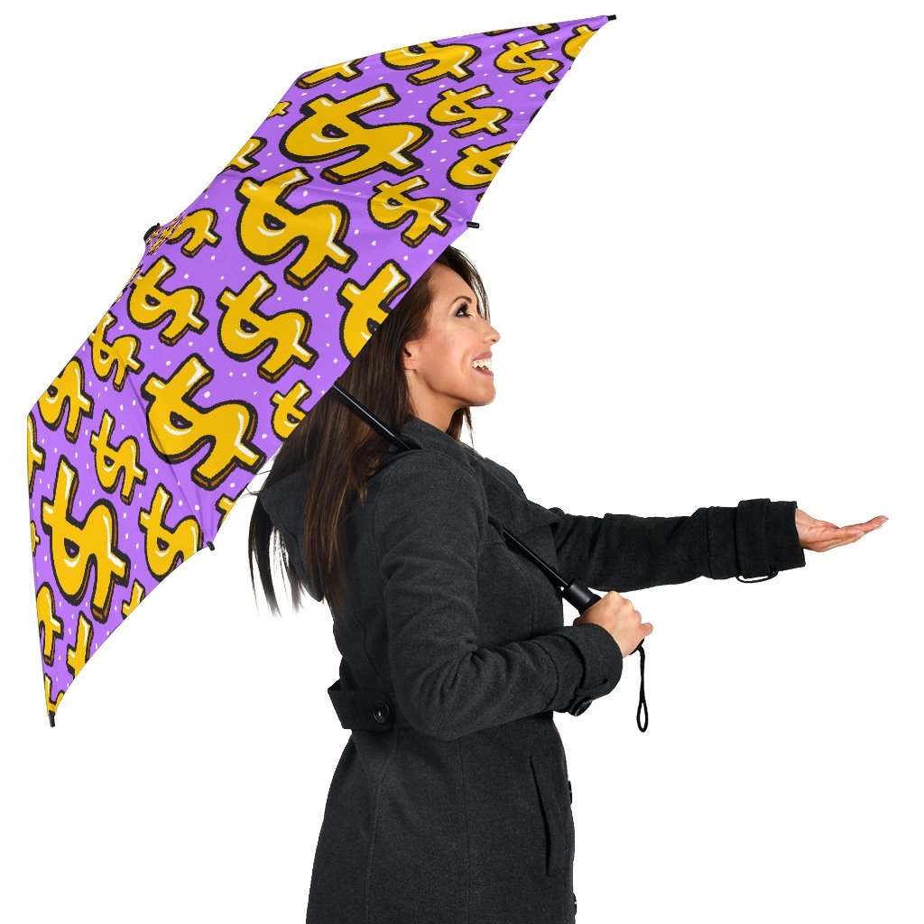 Money Dollar Pattern Print Automatic Foldable Umbrella-grizzshop
