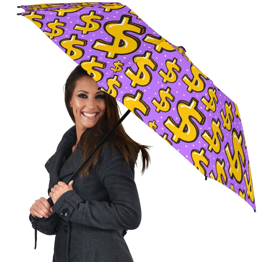 Money Dollar Pattern Print Automatic Foldable Umbrella-grizzshop
