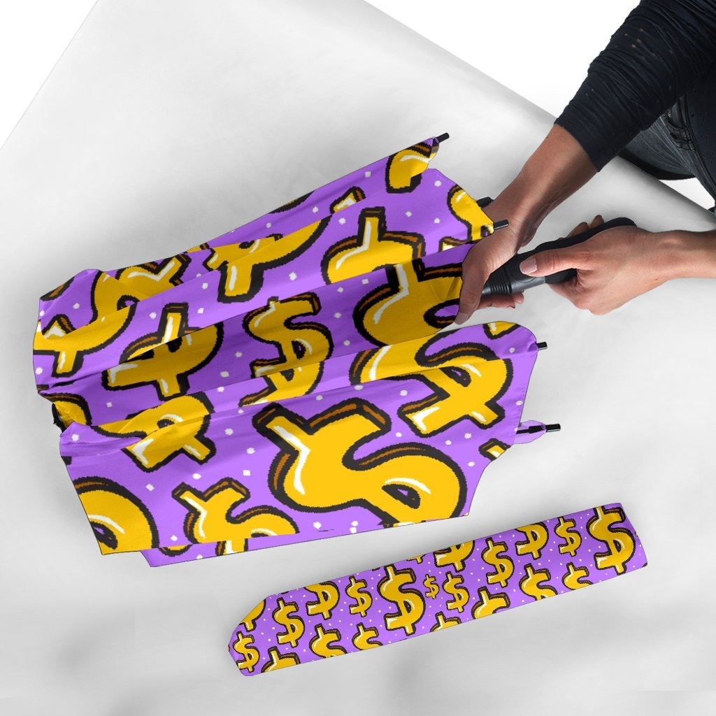 Money Dollar Pattern Print Automatic Foldable Umbrella-grizzshop