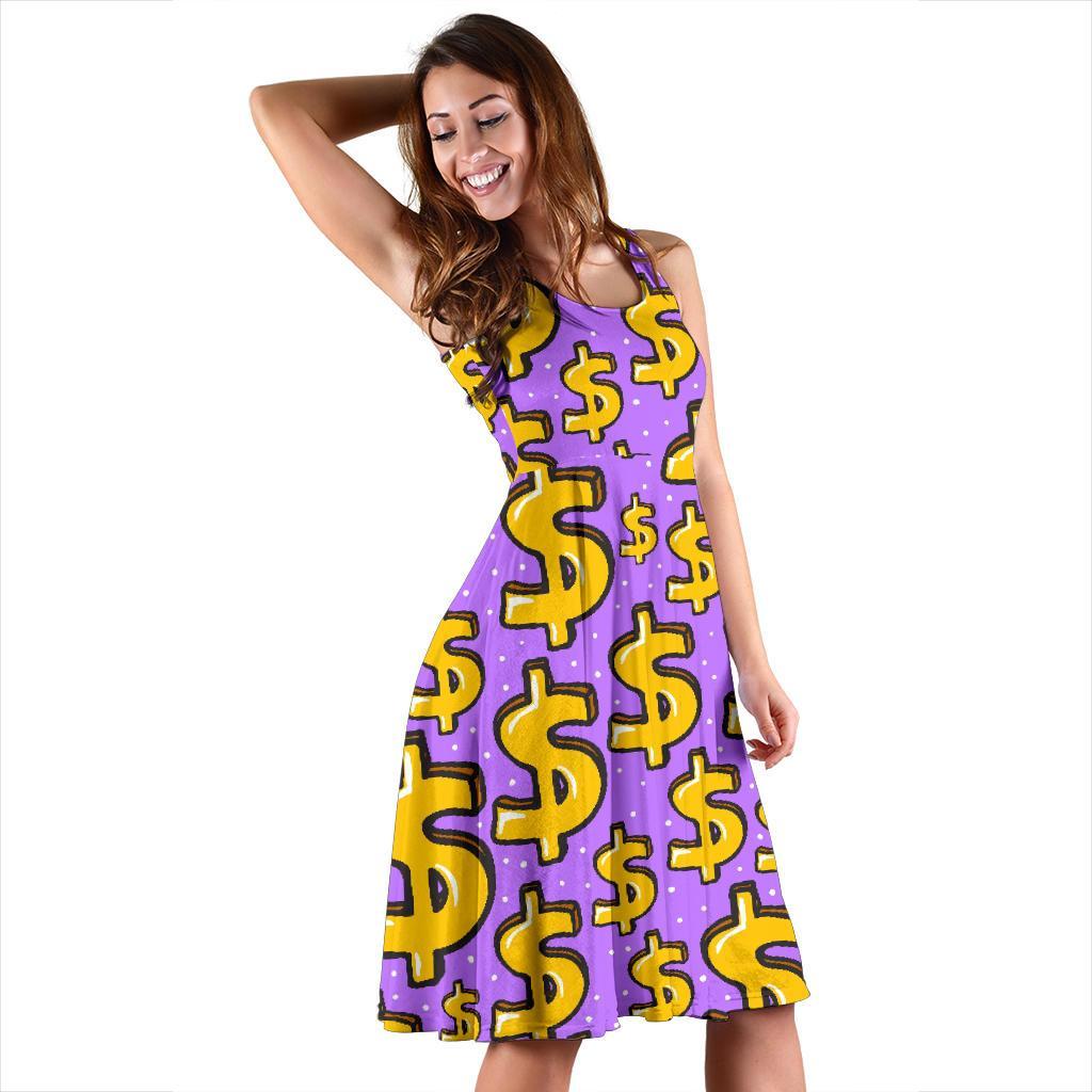 Money Dollar Pattern Print Dress-grizzshop