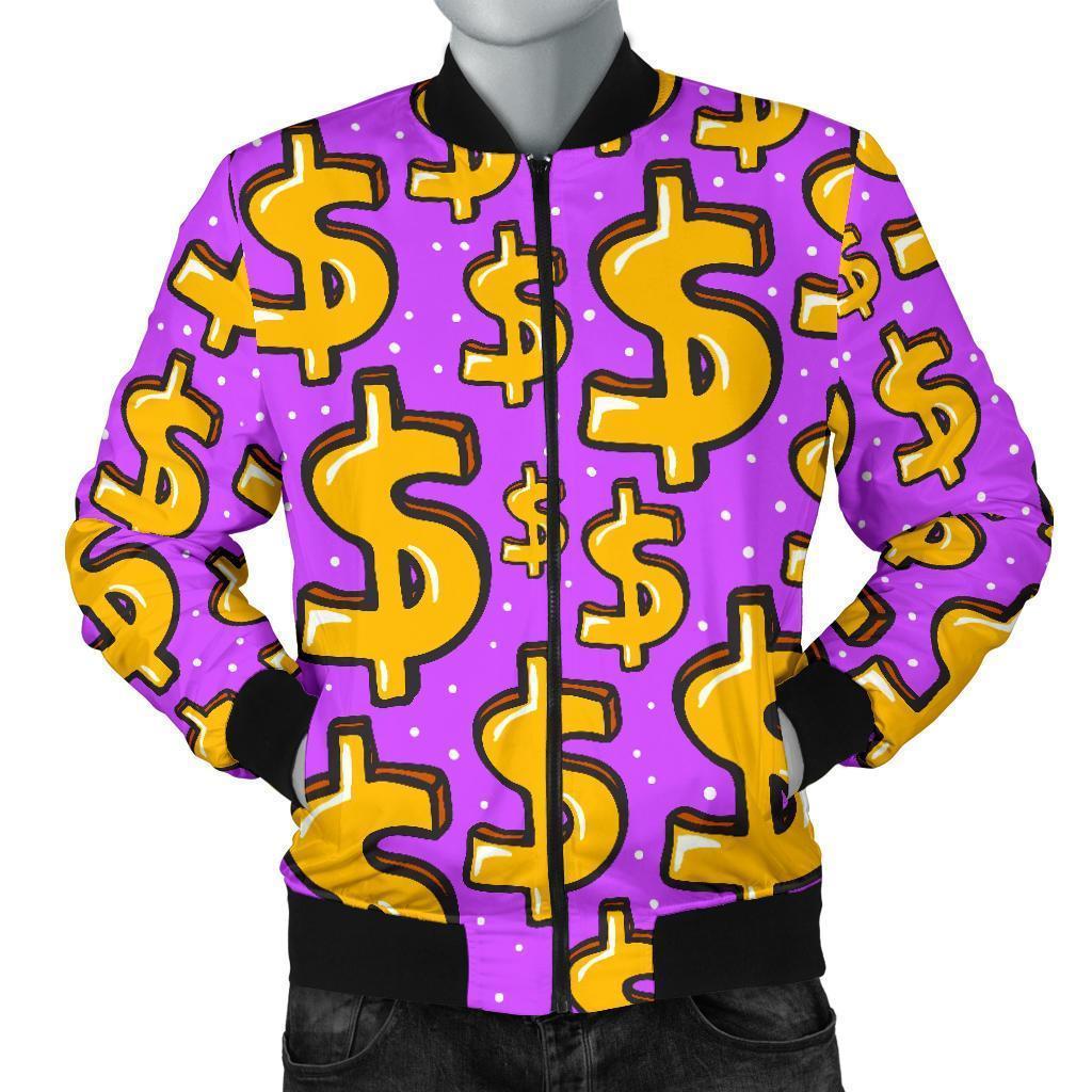 Money Dollar Pattern Print Men's Bomber Jacket-grizzshop