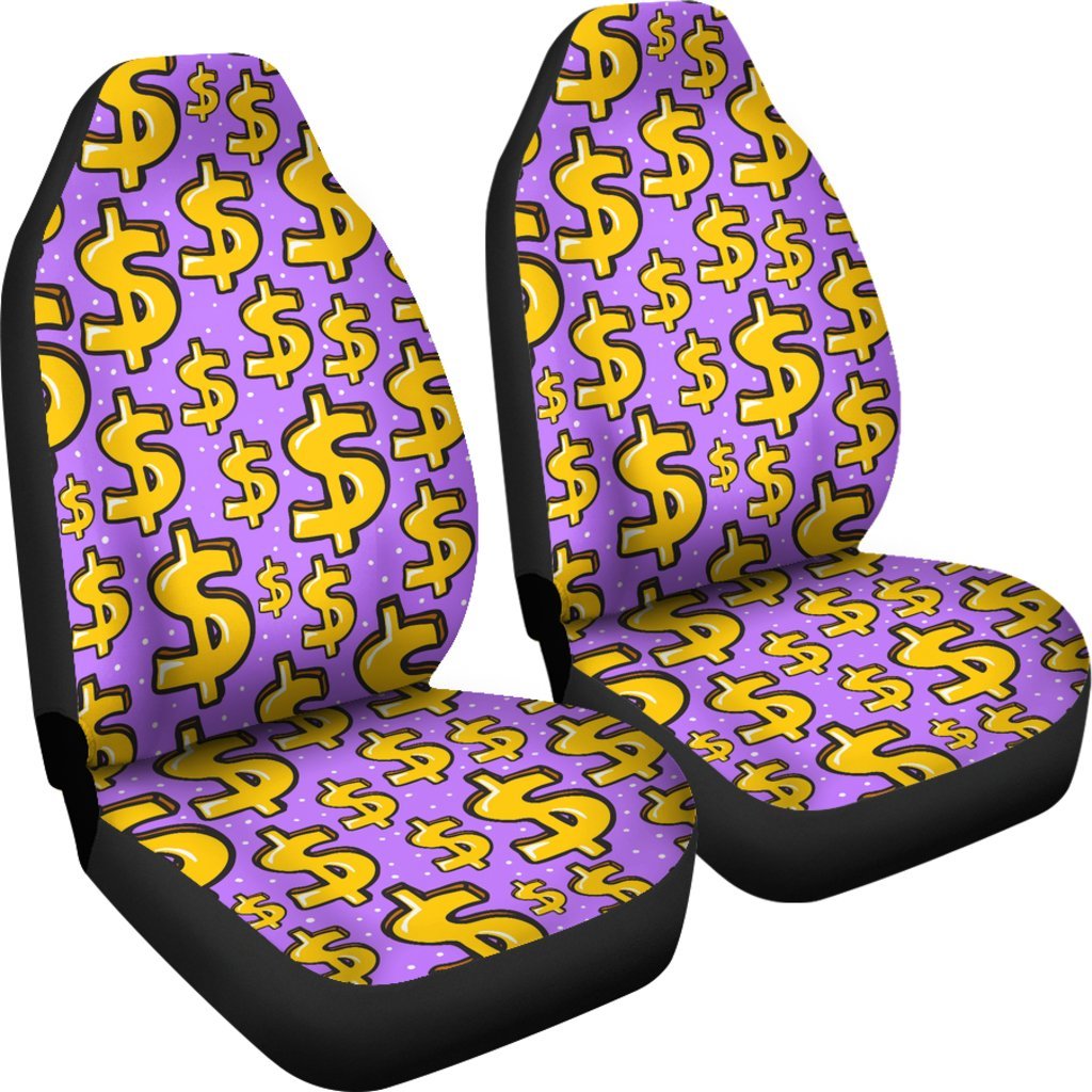 Money Dollar Pattern Print Universal Fit Car Seat Covers-grizzshop