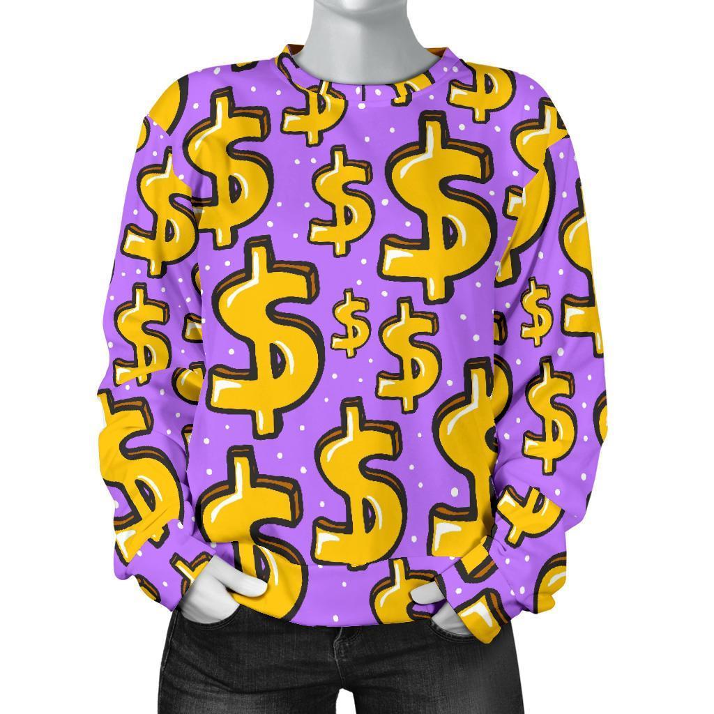 Money Dollar Pattern Print Women's Sweatshirt-grizzshop
