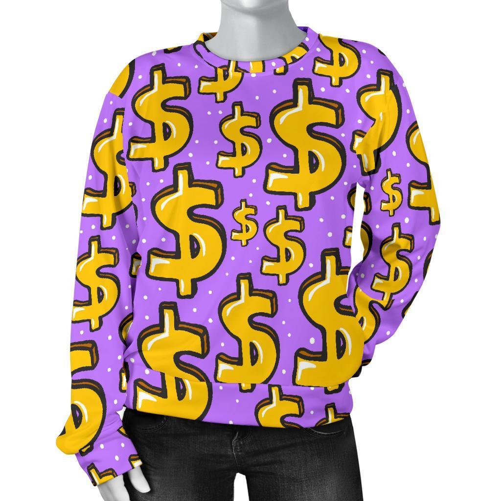 Money Dollar Pattern Print Women's Sweatshirt-grizzshop
