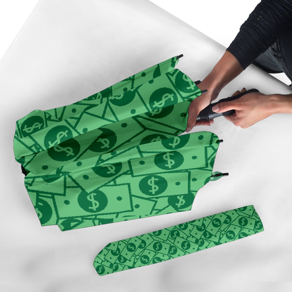 Money Dollar Print Pattern Automatic Foldable Umbrella-grizzshop