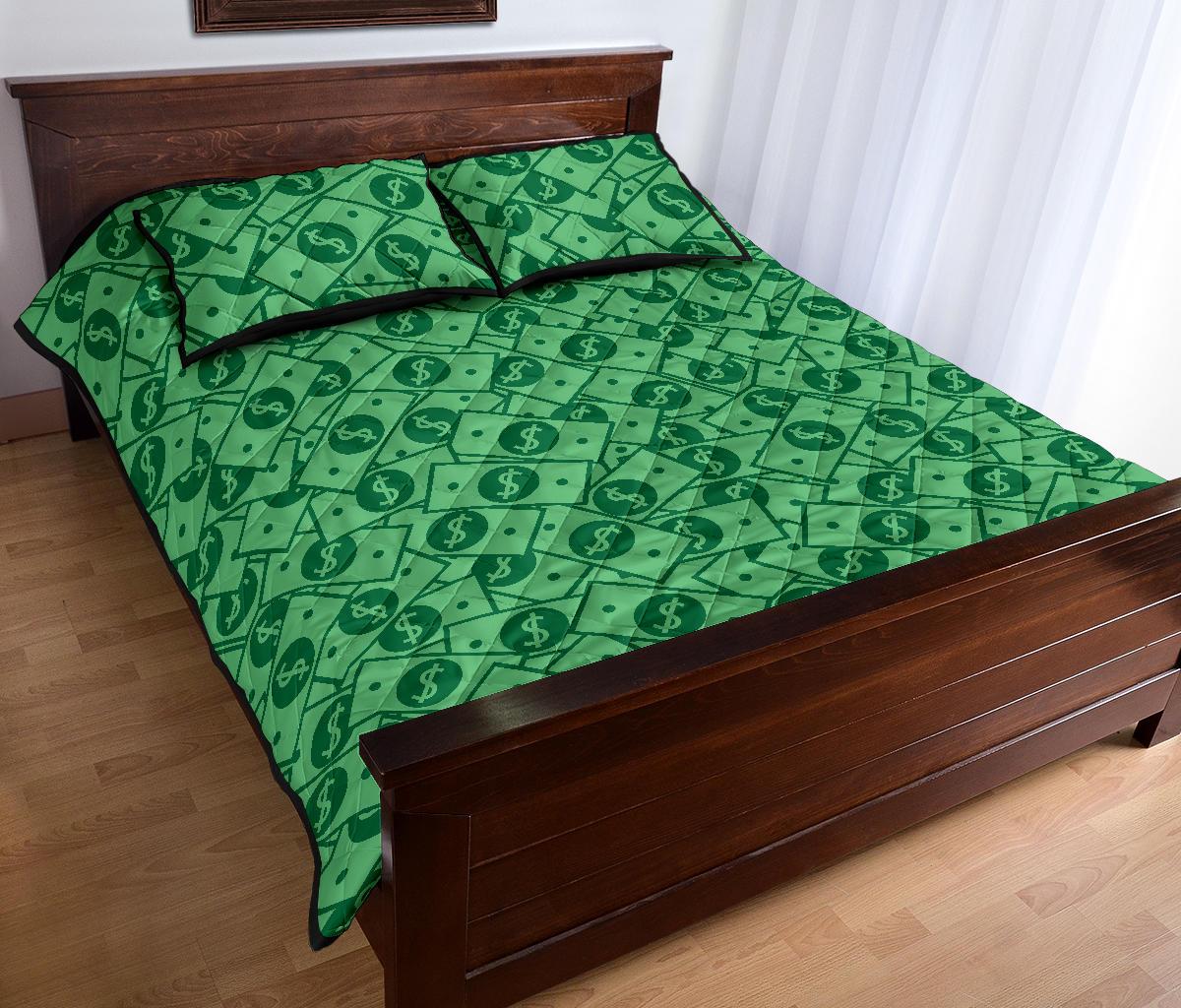 Money Dollar Print Pattern Bed Set Quilt-grizzshop