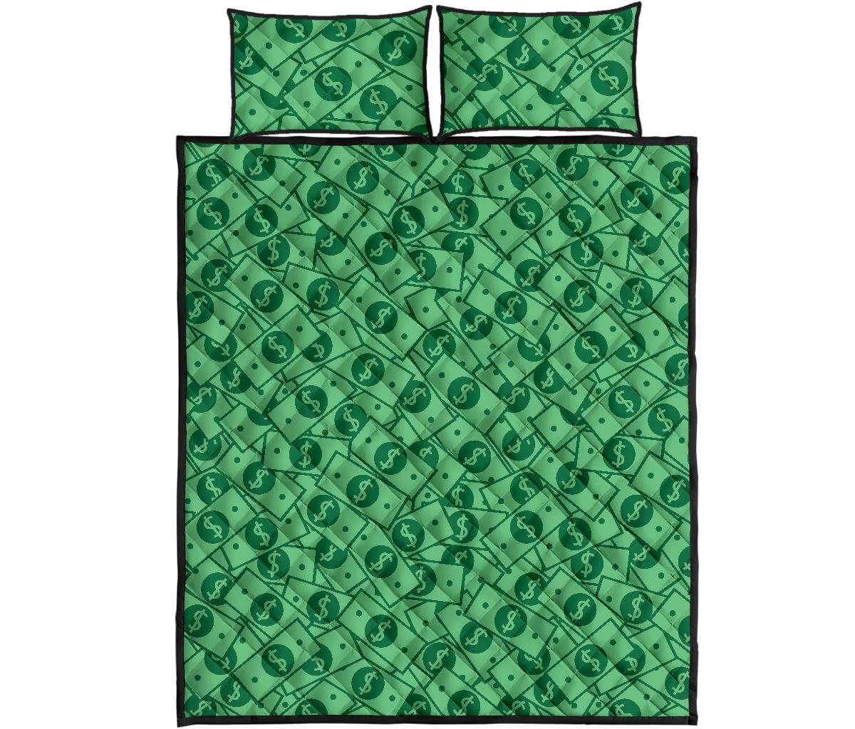 Money Dollar Print Pattern Bed Set Quilt-grizzshop