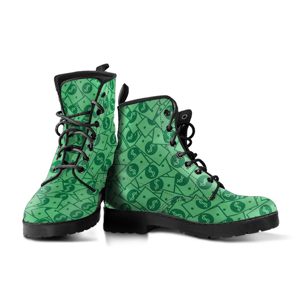 Money Dollar Print Pattern Men Women Leather Boots-grizzshop