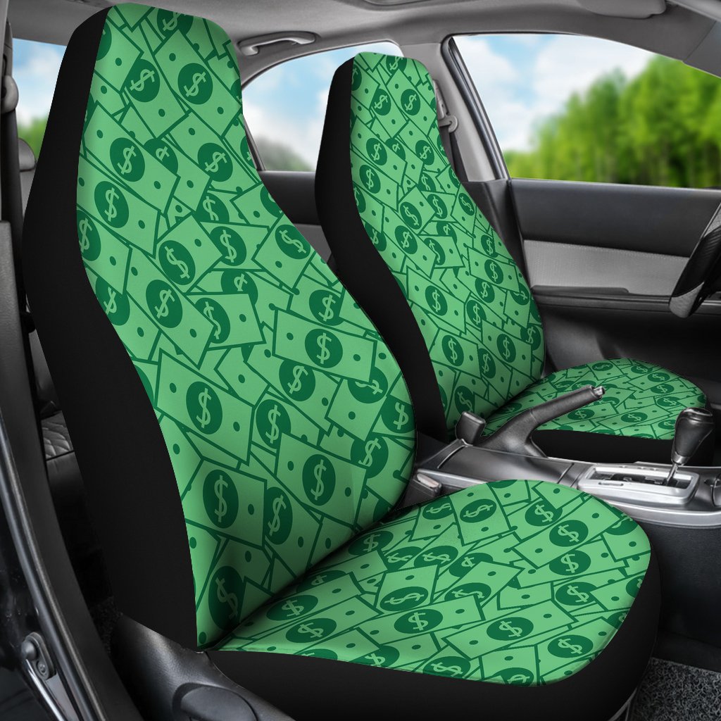 Money Dollar Print Pattern Universal Fit Car Seat Covers-grizzshop