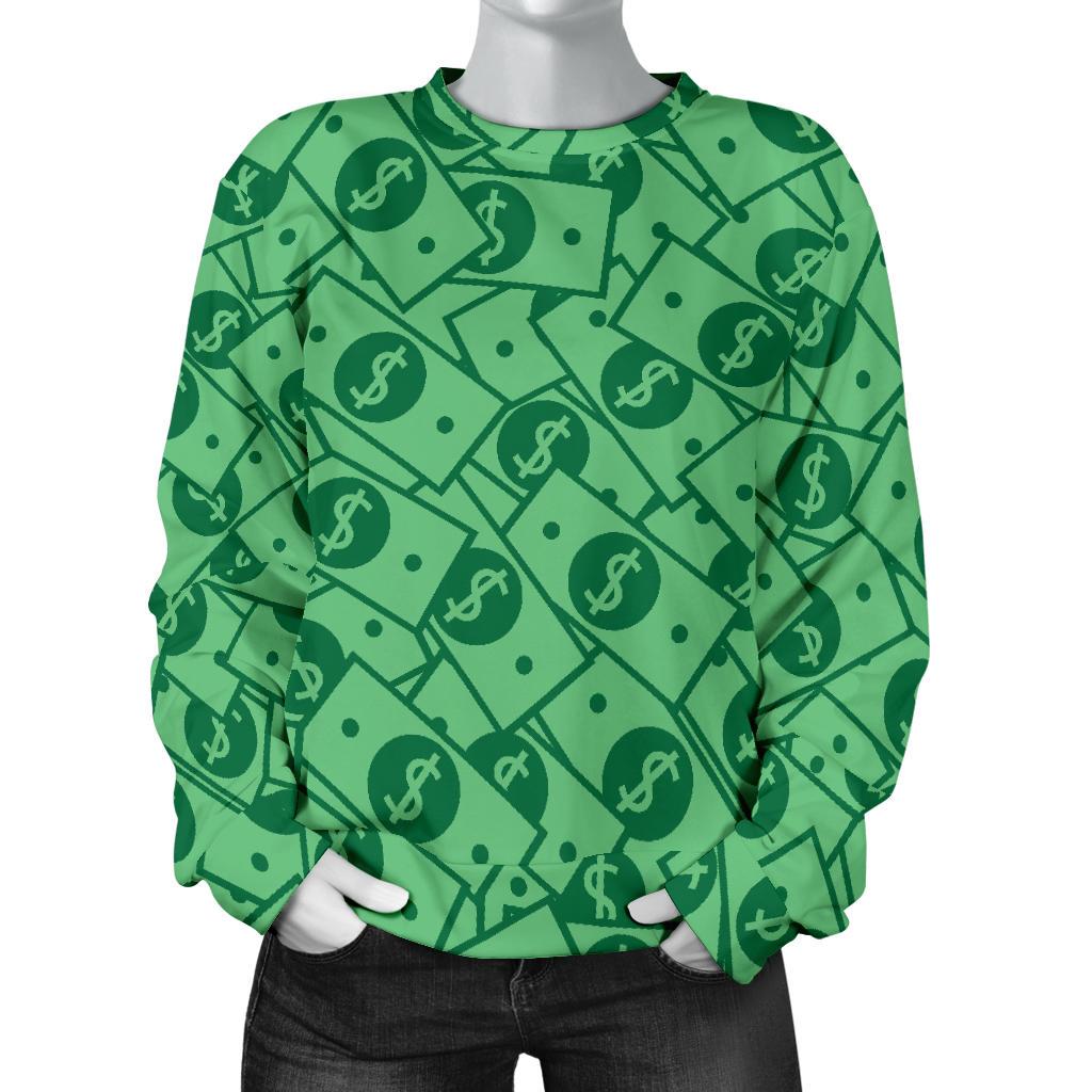Money Dollar Print Pattern Women's Sweatshirt-grizzshop