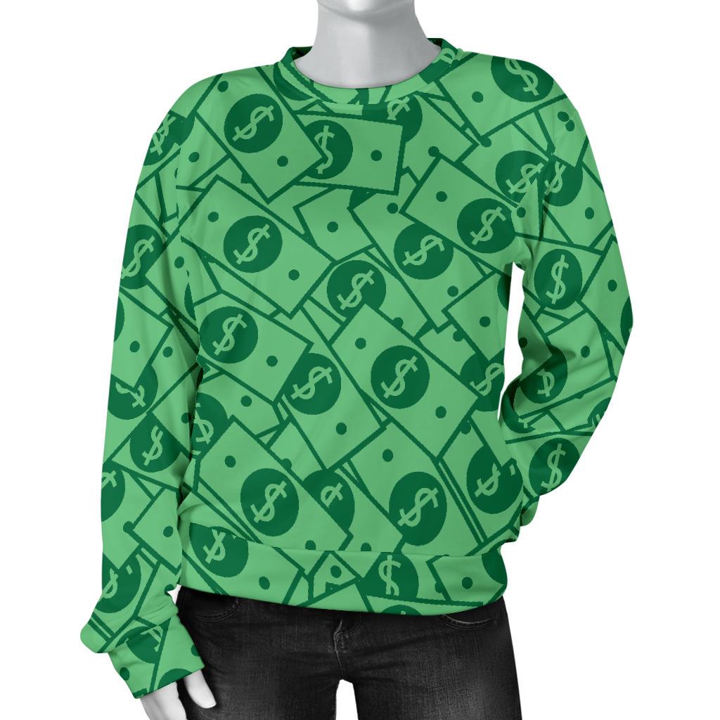Money Dollar Print Pattern Women's Sweatshirt-grizzshop