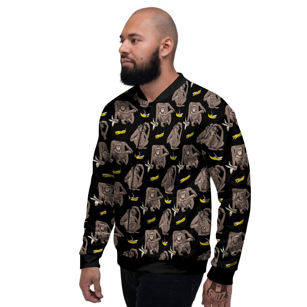 Monkey And Banana Print Pattern Men's Bomber Jacket-grizzshop