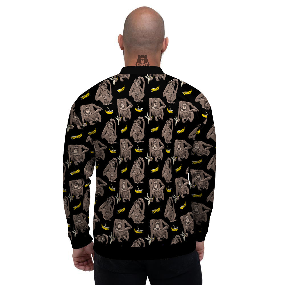 Monkey And Banana Print Pattern Men's Bomber Jacket-grizzshop