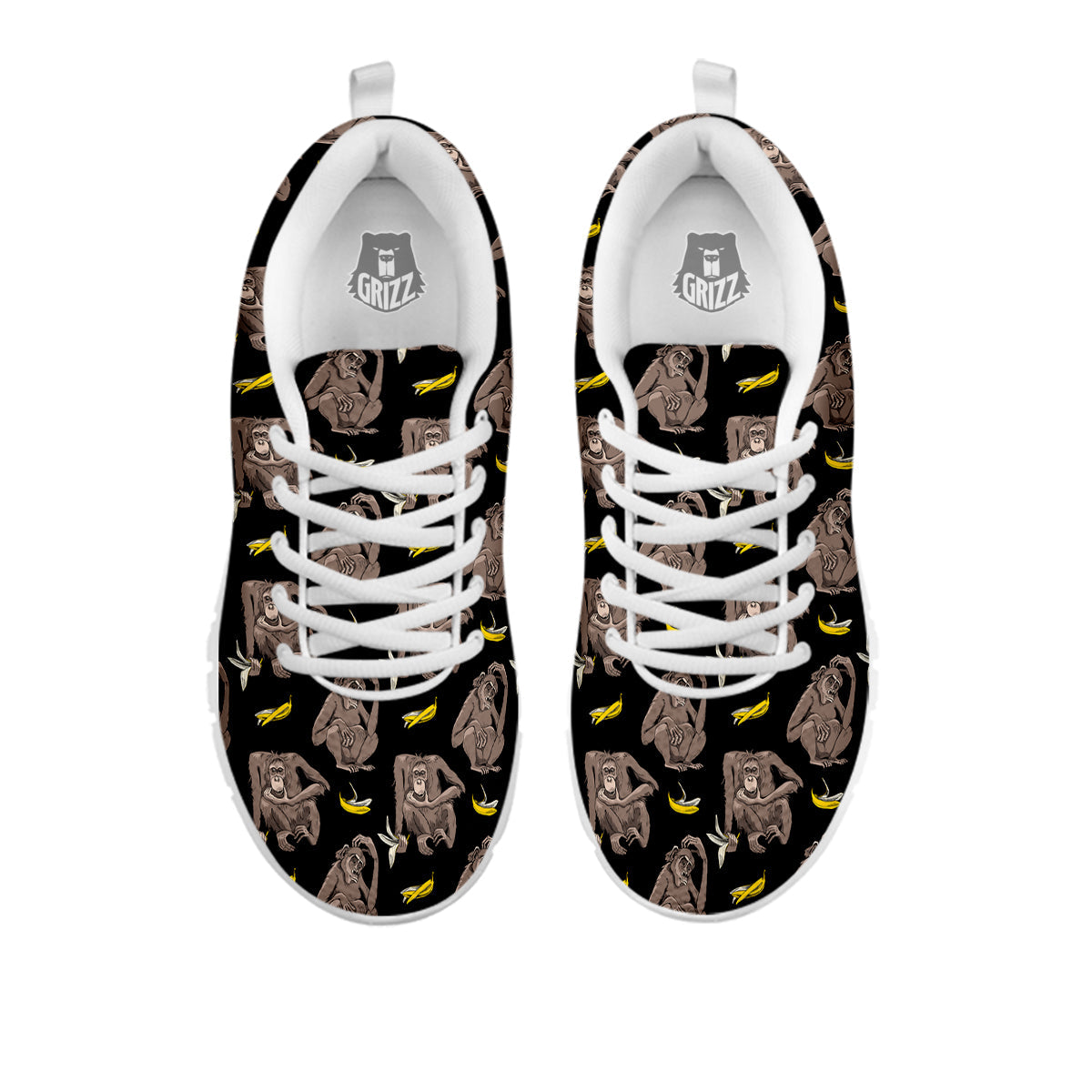 Monkey And Banana Print Pattern White Sneaker-grizzshop