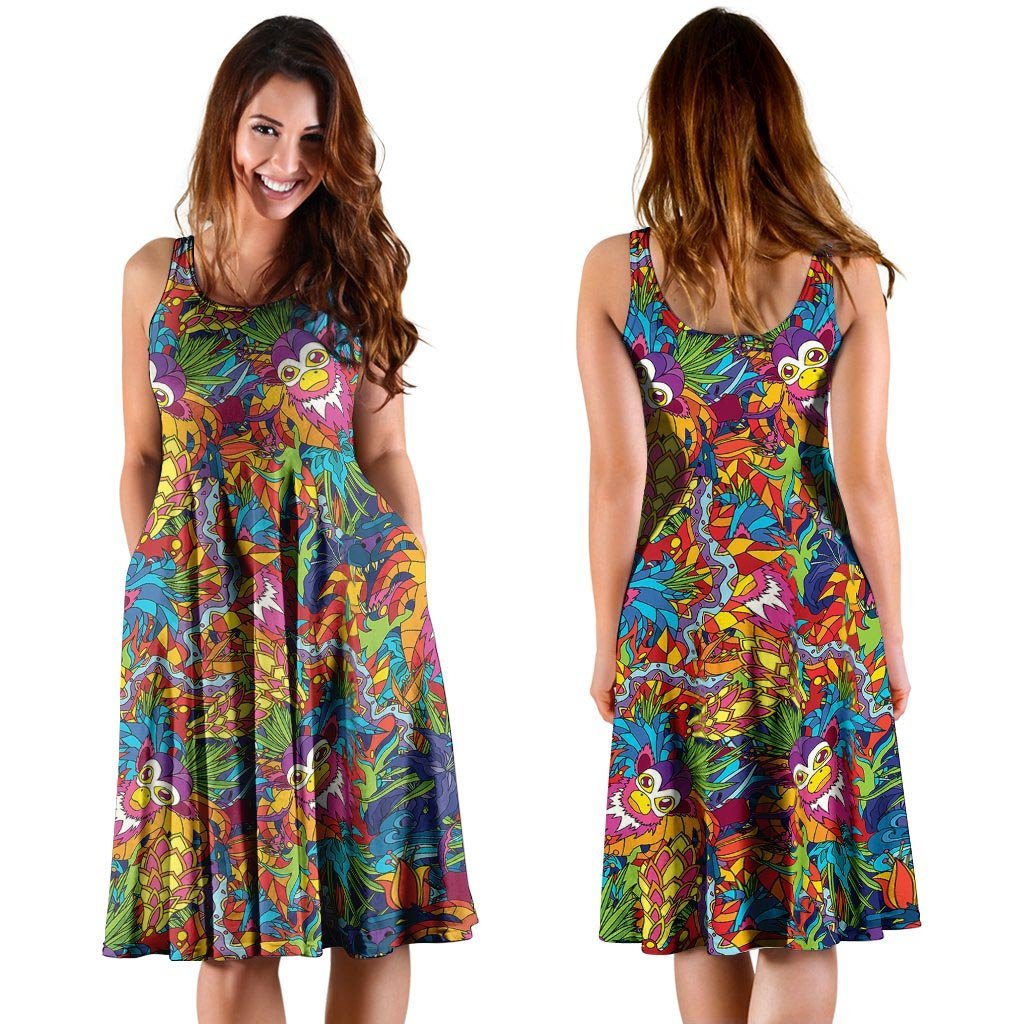 Monkey Trippy Psychedelic Dress-grizzshop