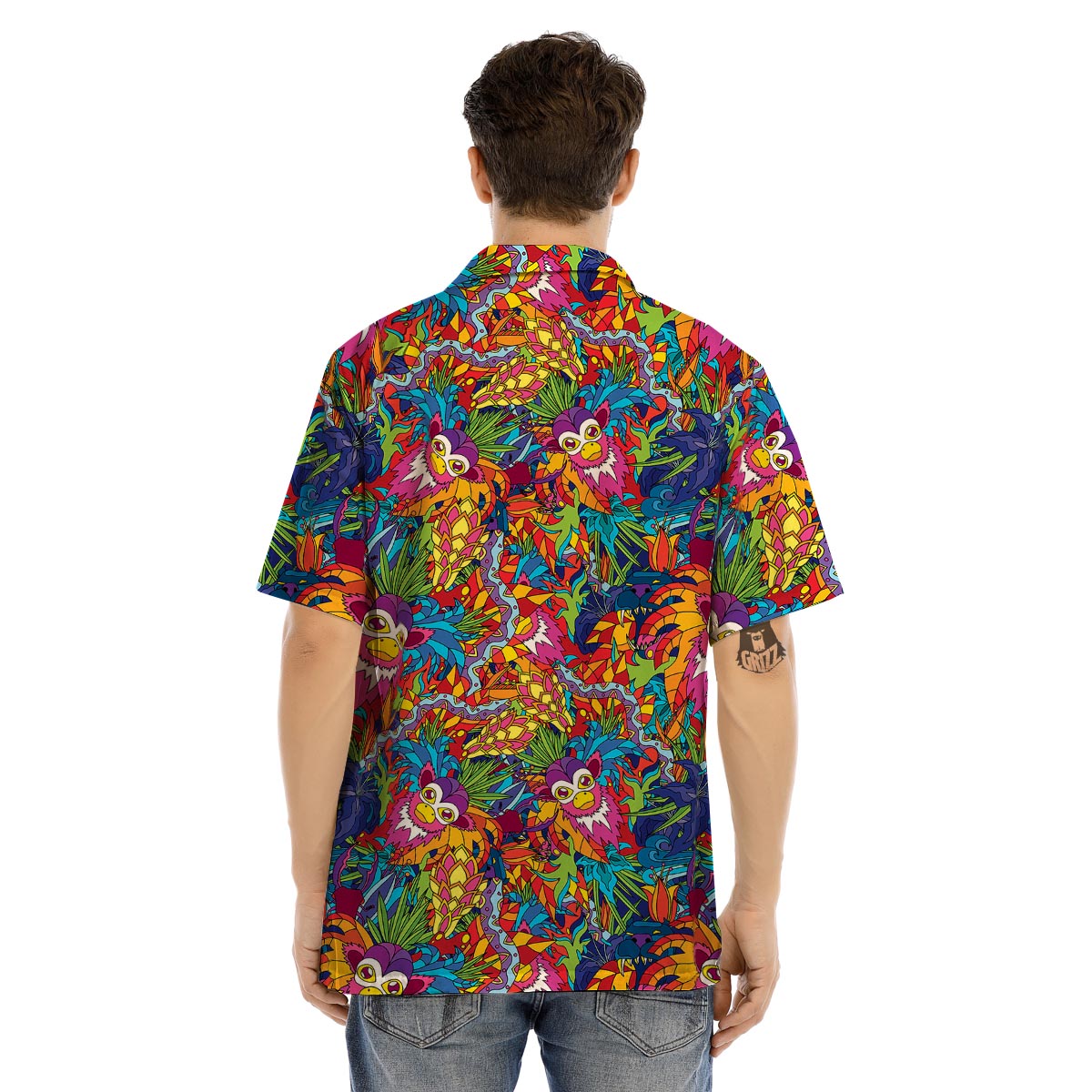 Monkey Trippy Psychedelic Men’s Hawaiian Shirt-grizzshop