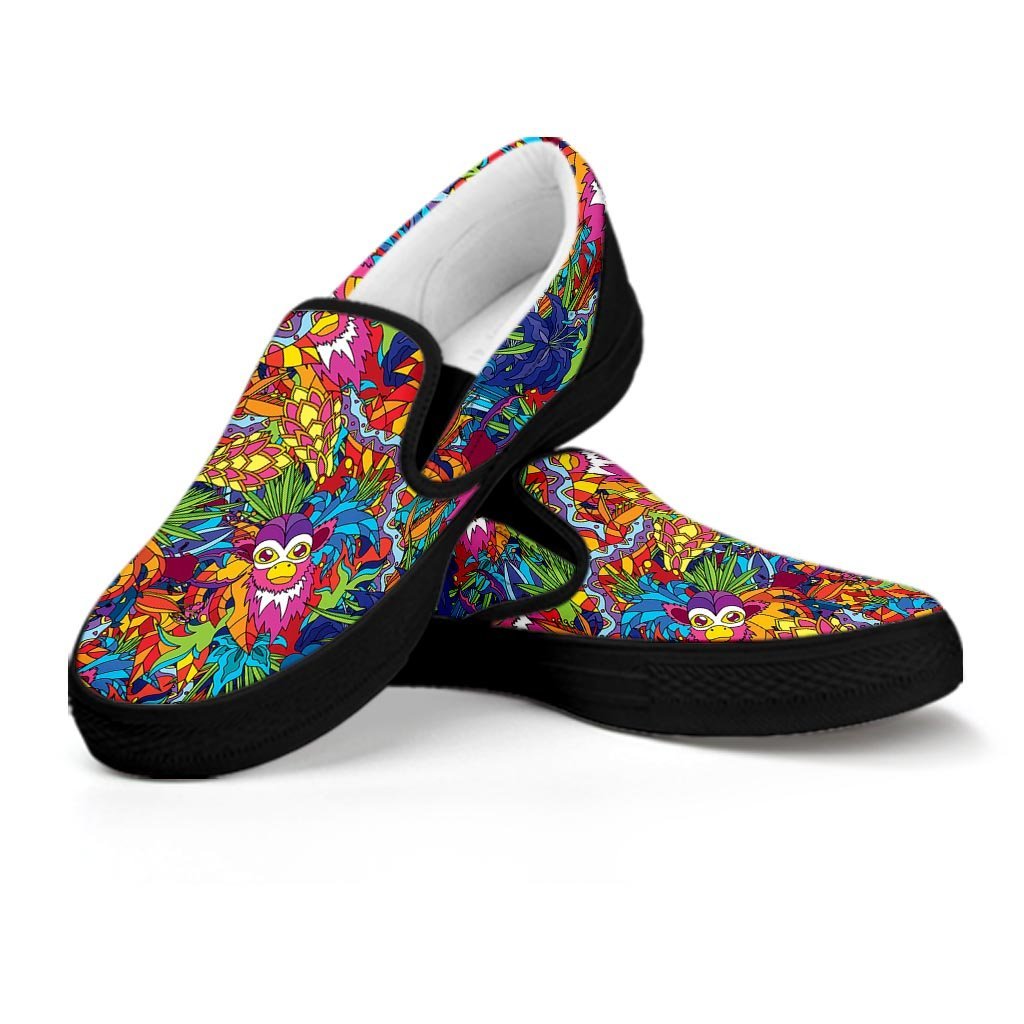 Monkey Trippy Psychedelic Men's Slip On Sneakers-grizzshop