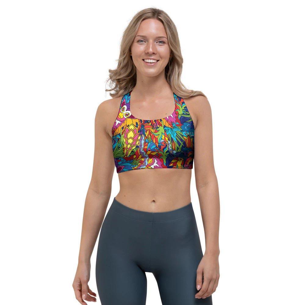 Trippy Psychedelic Floral Sports Bra