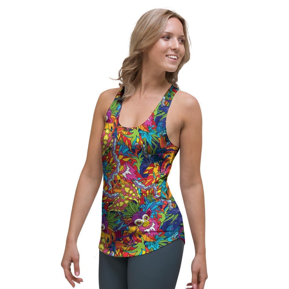 Monkey Trippy Psychedelic Women's Racerback Tank Top-grizzshop
