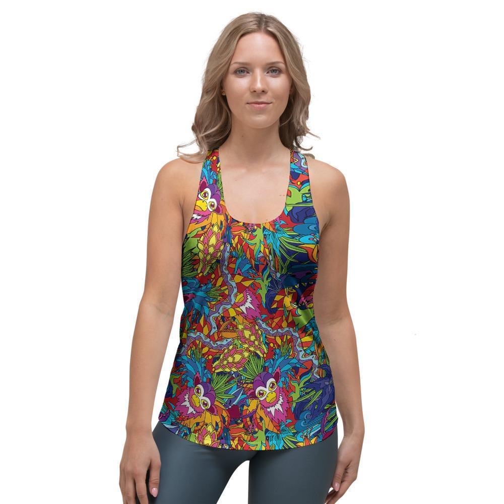 Monkey Trippy Psychedelic Women's Racerback Tank Top-grizzshop