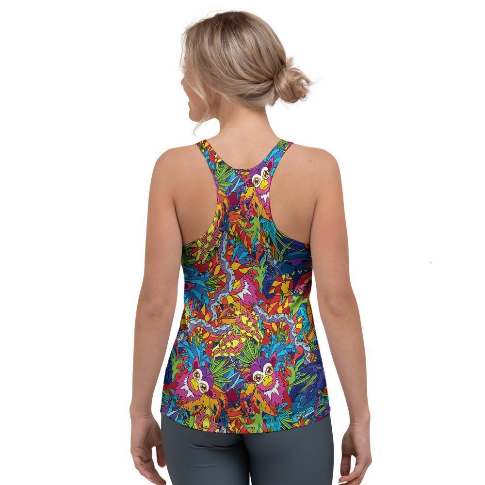 Monkey Trippy Psychedelic Women's Racerback Tank Top-grizzshop
