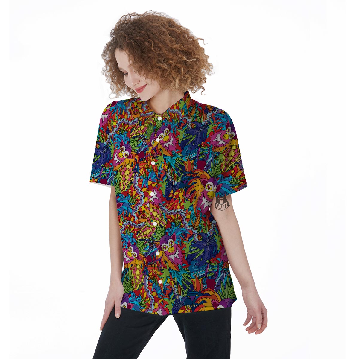 Monkey Trippy Psychedelic Women's Short Sleeve Shirts-grizzshop
