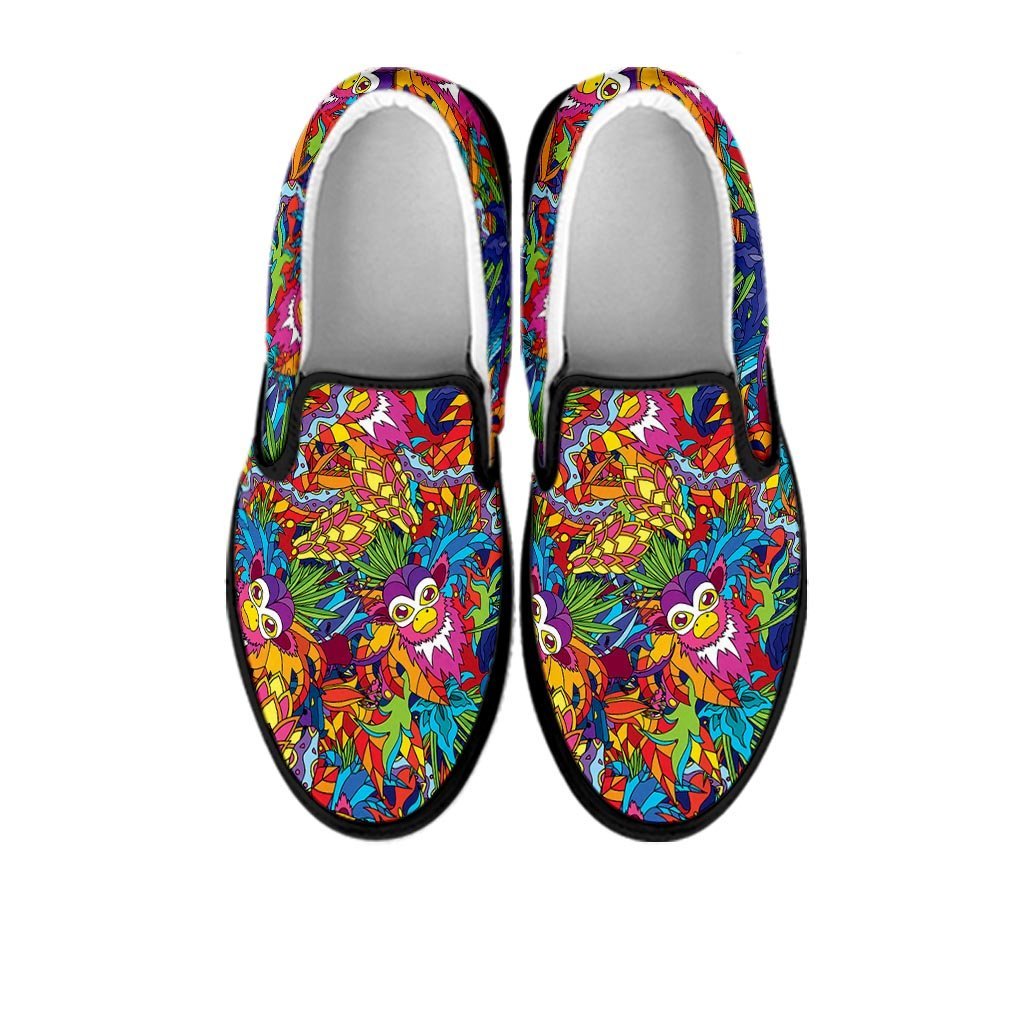 Monkey Trippy Psychedelic Women's Slip On Sneakers-grizzshop