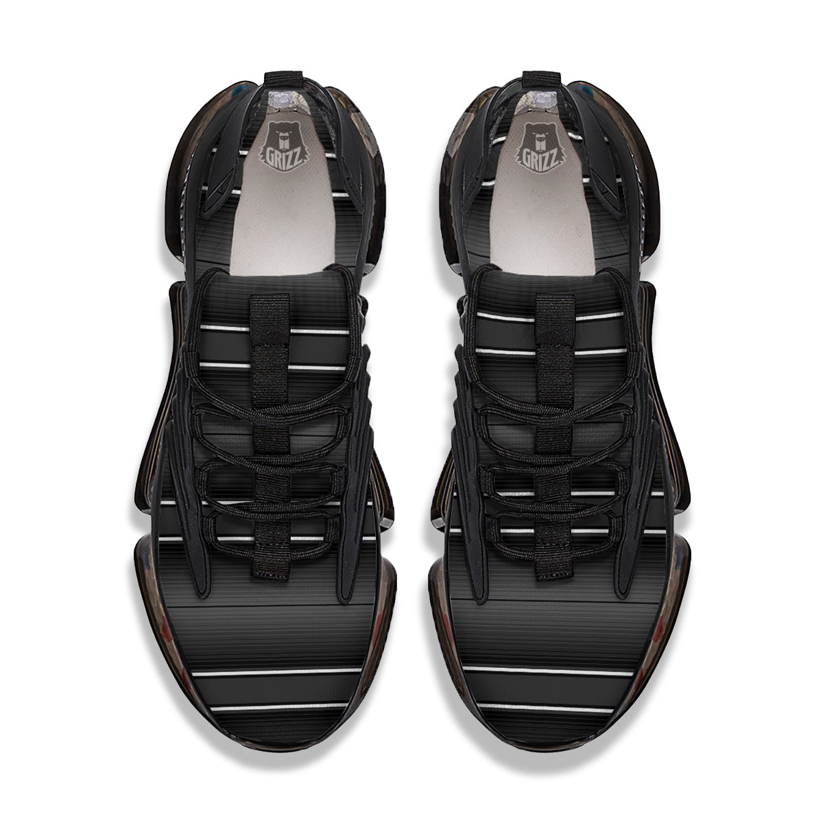 Monochrome Mexican Serape Print Black Gym Shoes-grizzshop