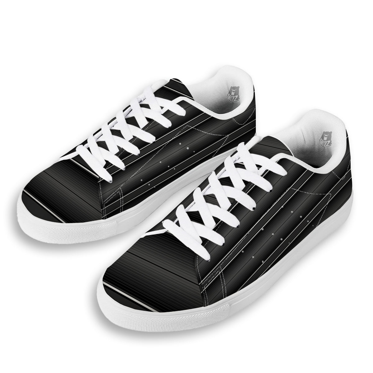 Monochrome Mexican Serape Print White Low Top Sneakers-grizzshop