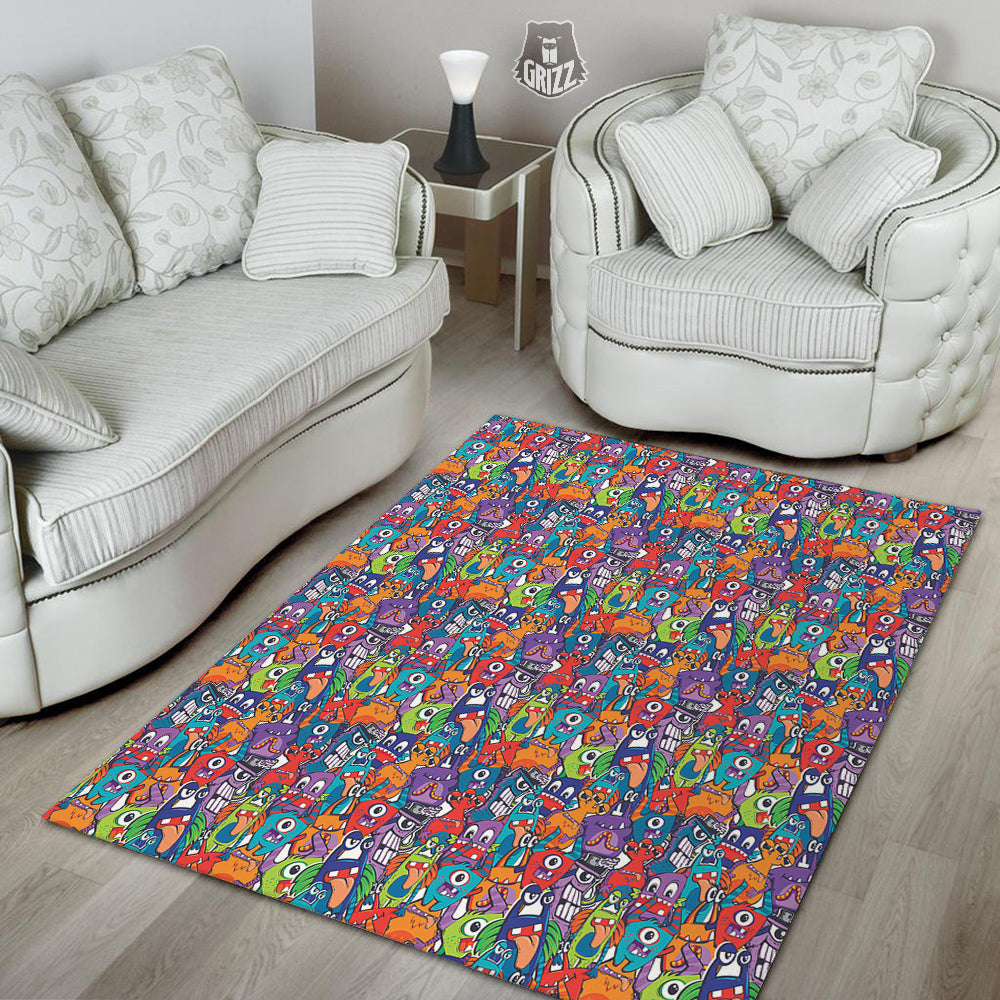 Monster Cute Print Pattern Floor Mat-grizzshop