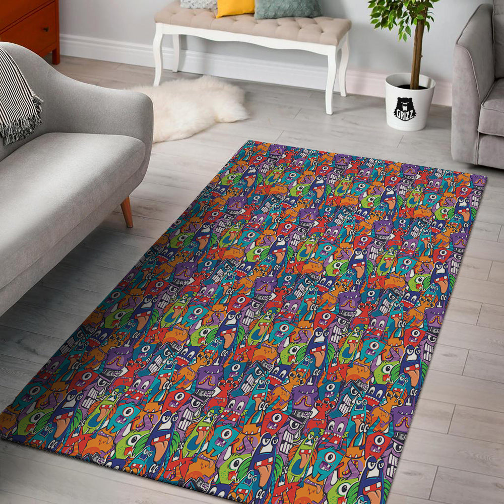Monster Cute Print Pattern Floor Mat-grizzshop