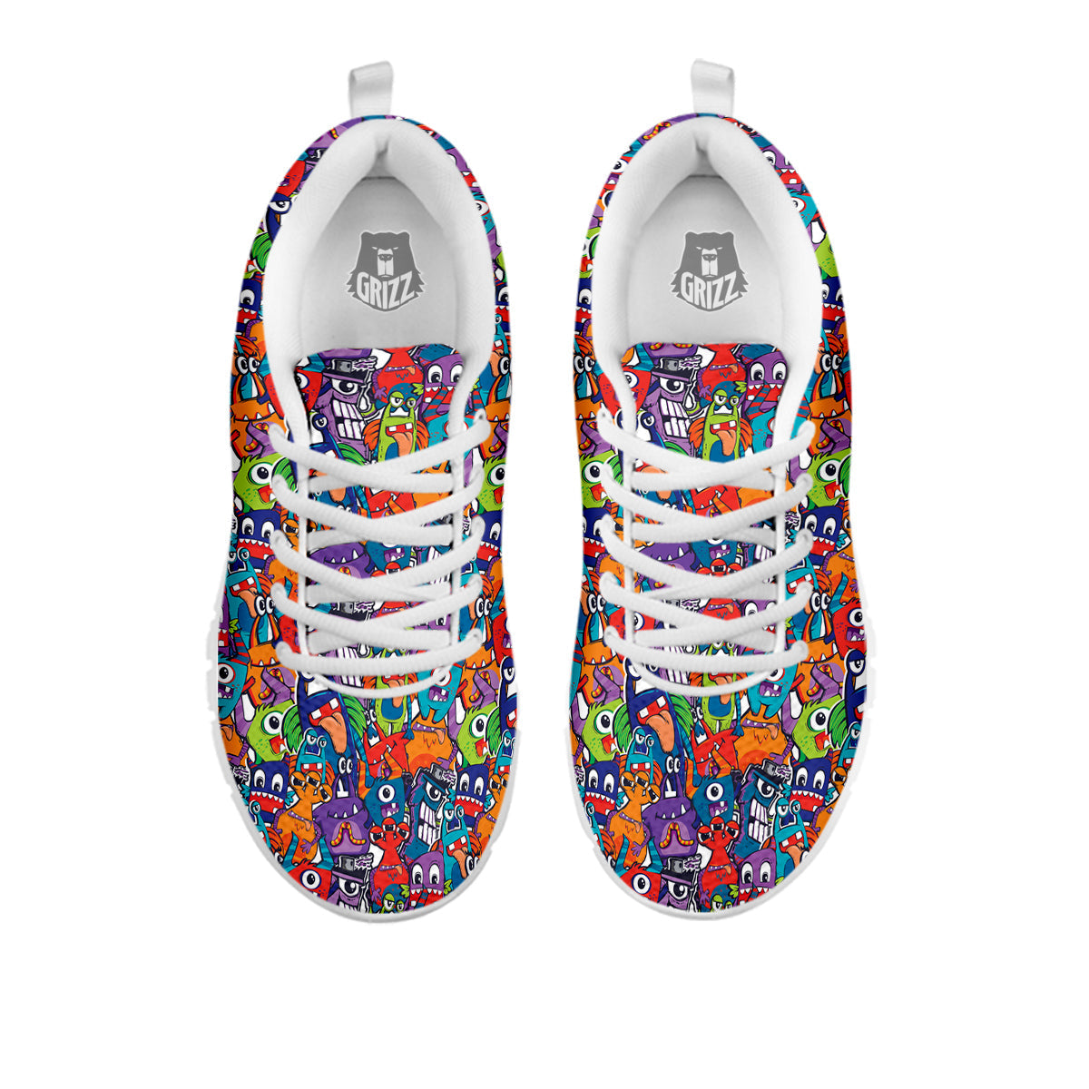 Monster Cute Print Pattern White Sneaker-grizzshop