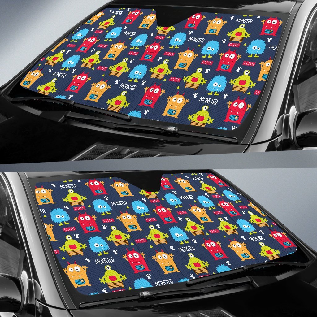 Monster Fluffy Pattern Print Car Sun Shade-grizzshop