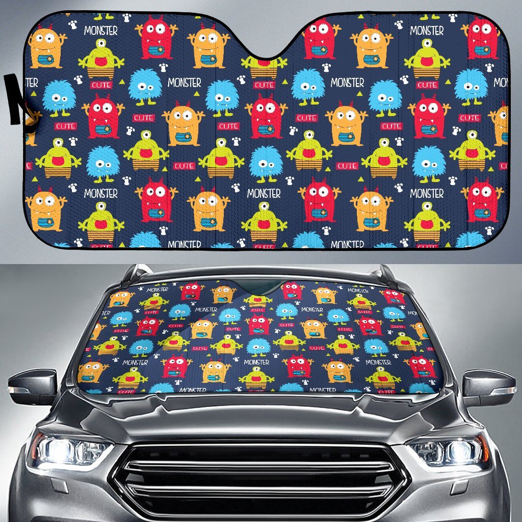 Monster Fluffy Pattern Print Car Sun Shade-grizzshop