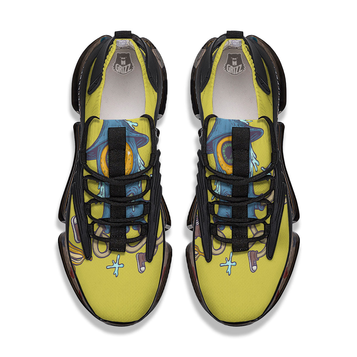 Monster Graffiti Characters Print Black Gym Shoes-grizzshop