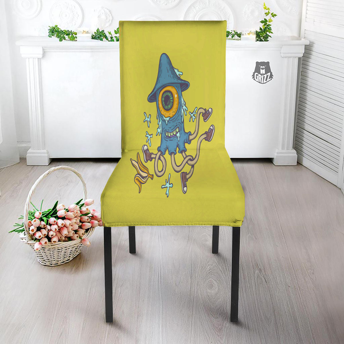 Monster Graffiti Characters Print Dining Chair Slipcover-grizzshop