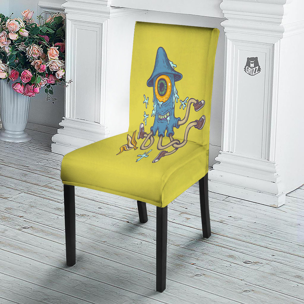 Monster Graffiti Characters Print Dining Chair Slipcover-grizzshop