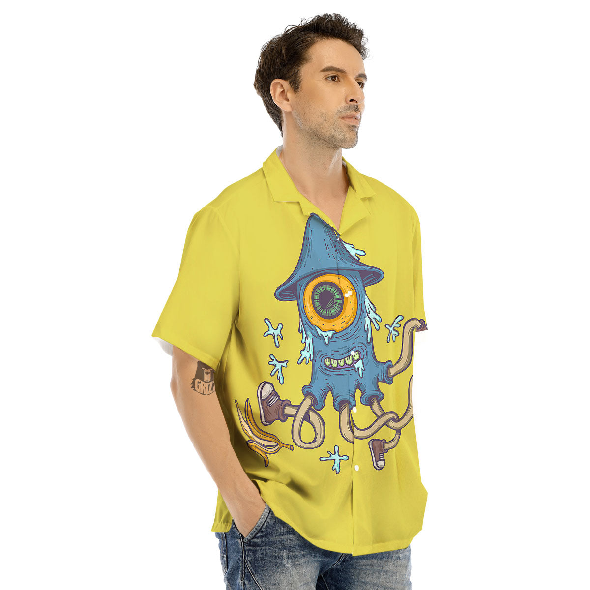 Monster Graffiti Characters Print Men's Hawaiian Shirt-grizzshop