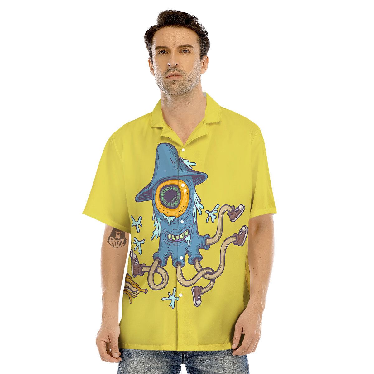 Monster Graffiti Characters Print Men's Hawaiian Shirt-grizzshop