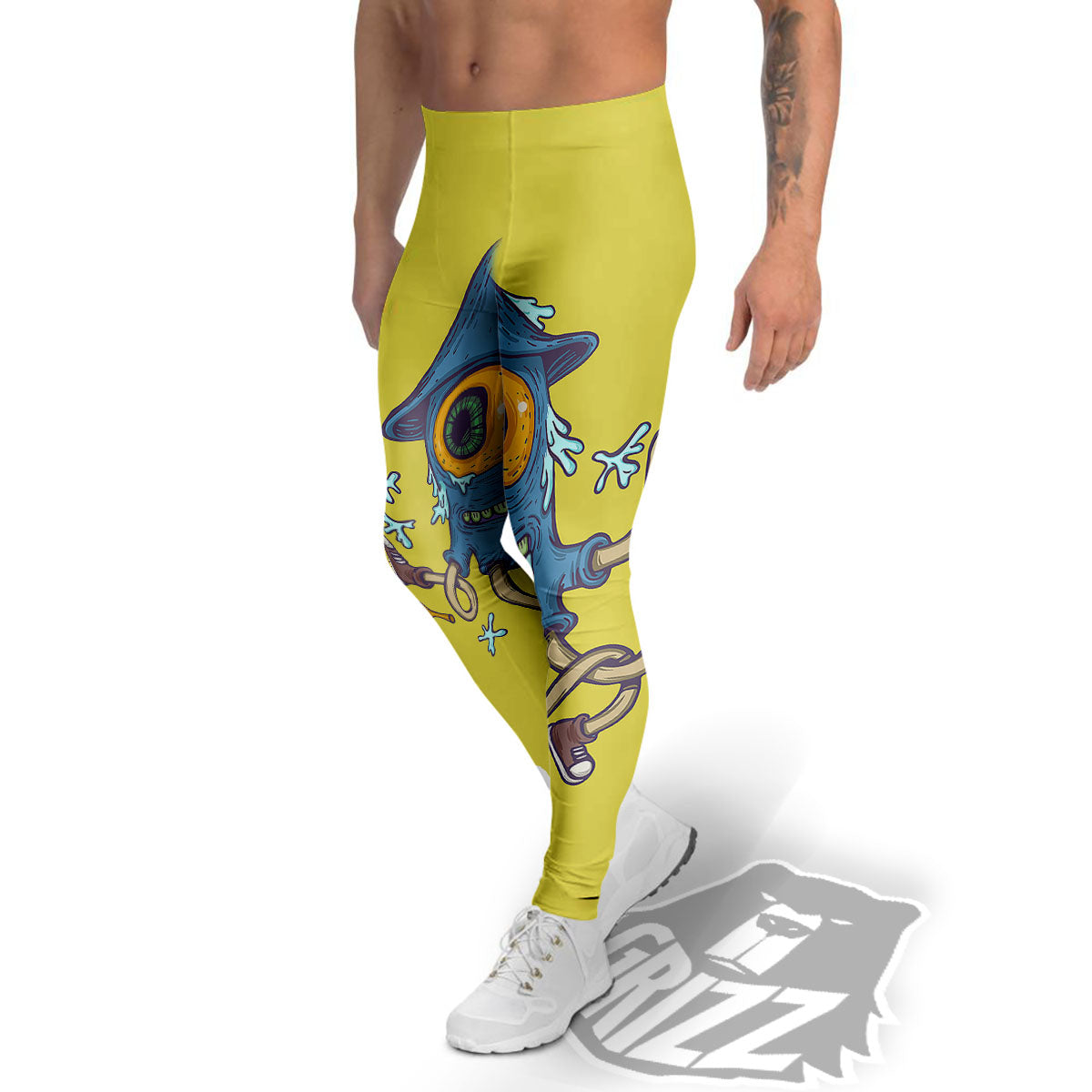 Monster Graffiti Characters Print Men's Leggings-grizzshop