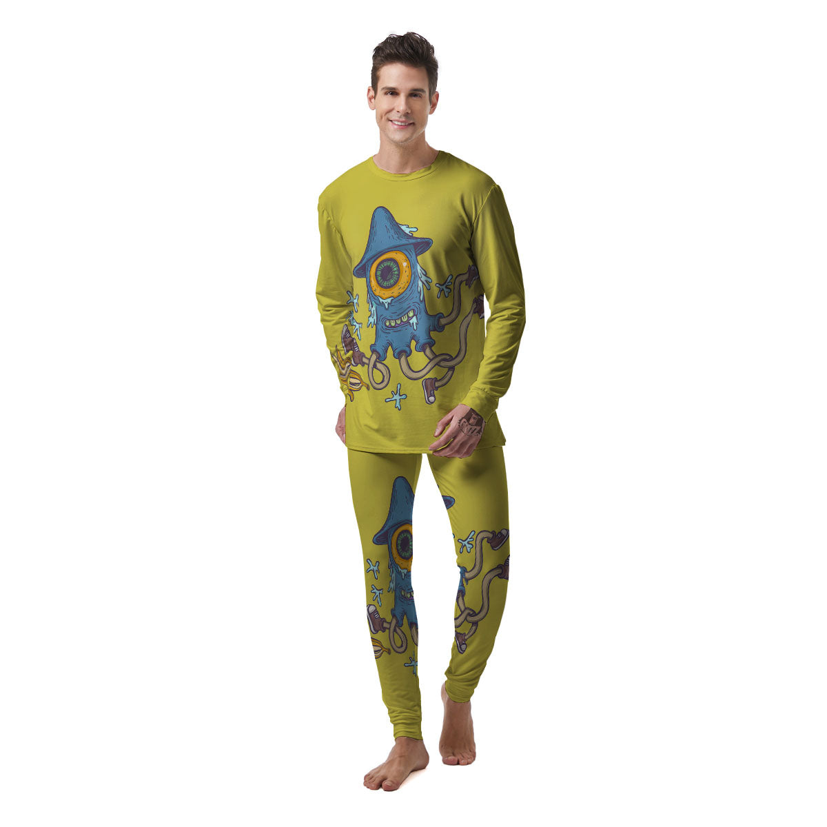 Monster Graffiti Characters Print Men's Pajamas-grizzshop