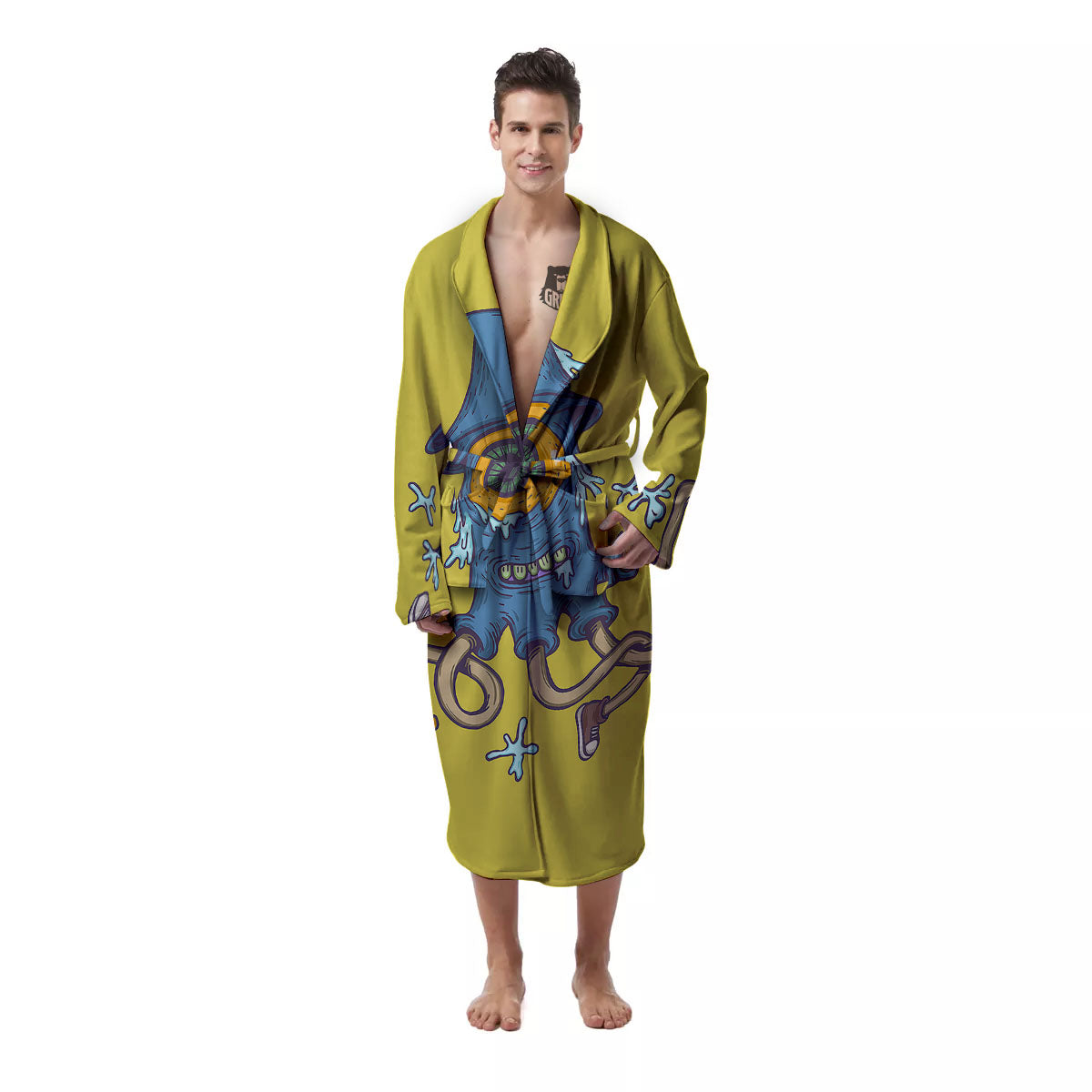 Monster Graffiti Characters Print Men's Robe-grizzshop