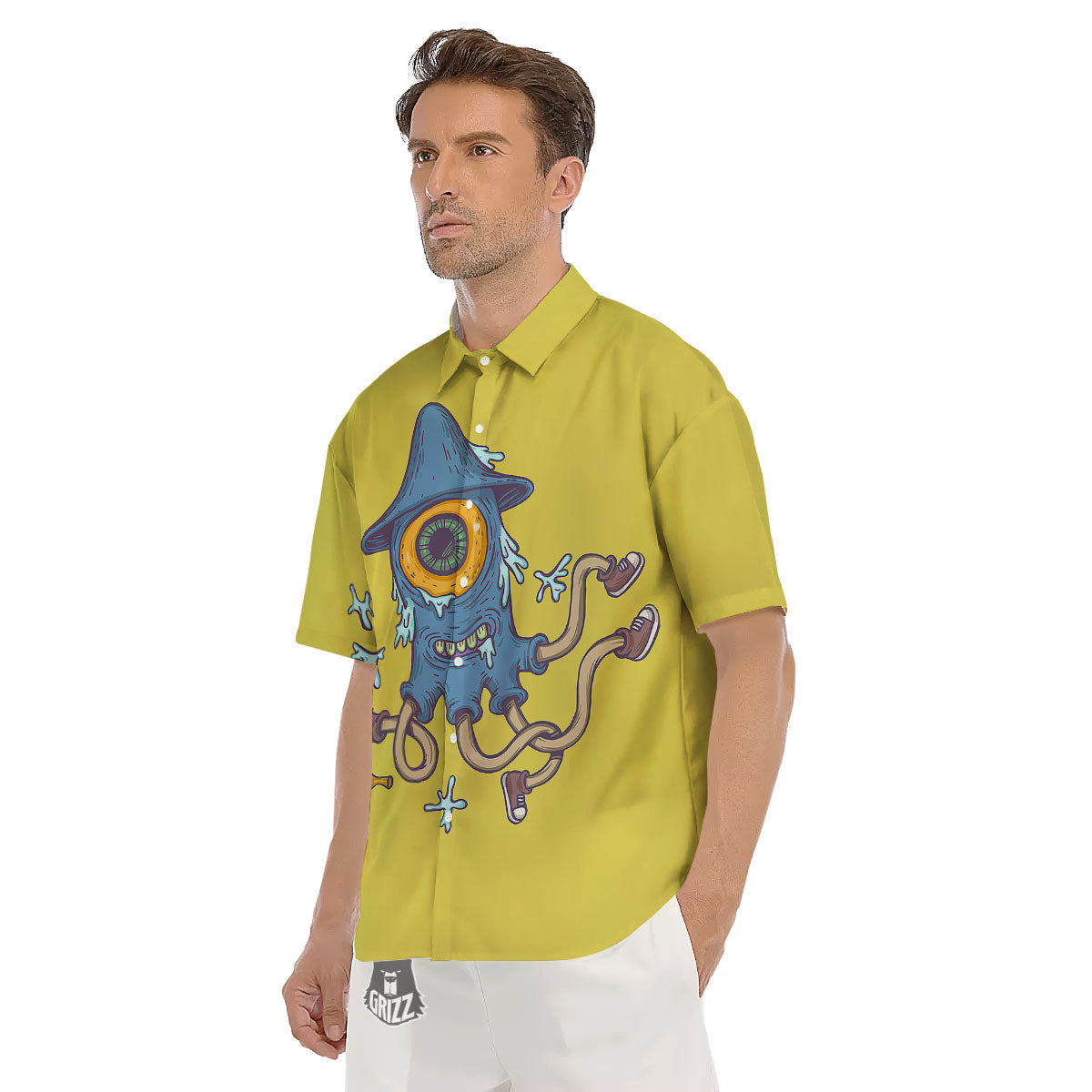Monster Graffiti Characters Print Men's Short Sleeve Shirts-grizzshop