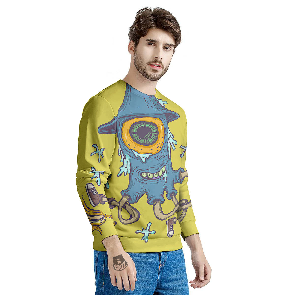 Monster Graffiti Characters Print Men's Sweatshirt-grizzshop