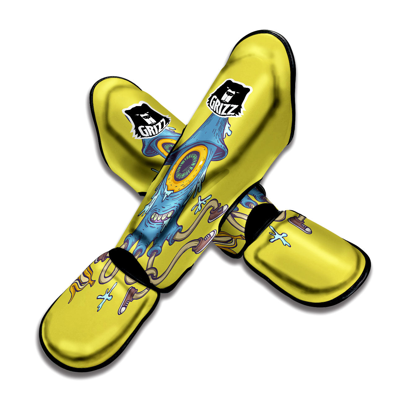 Monster Graffiti Characters Print Muay Thai Shin Guards-grizzshop