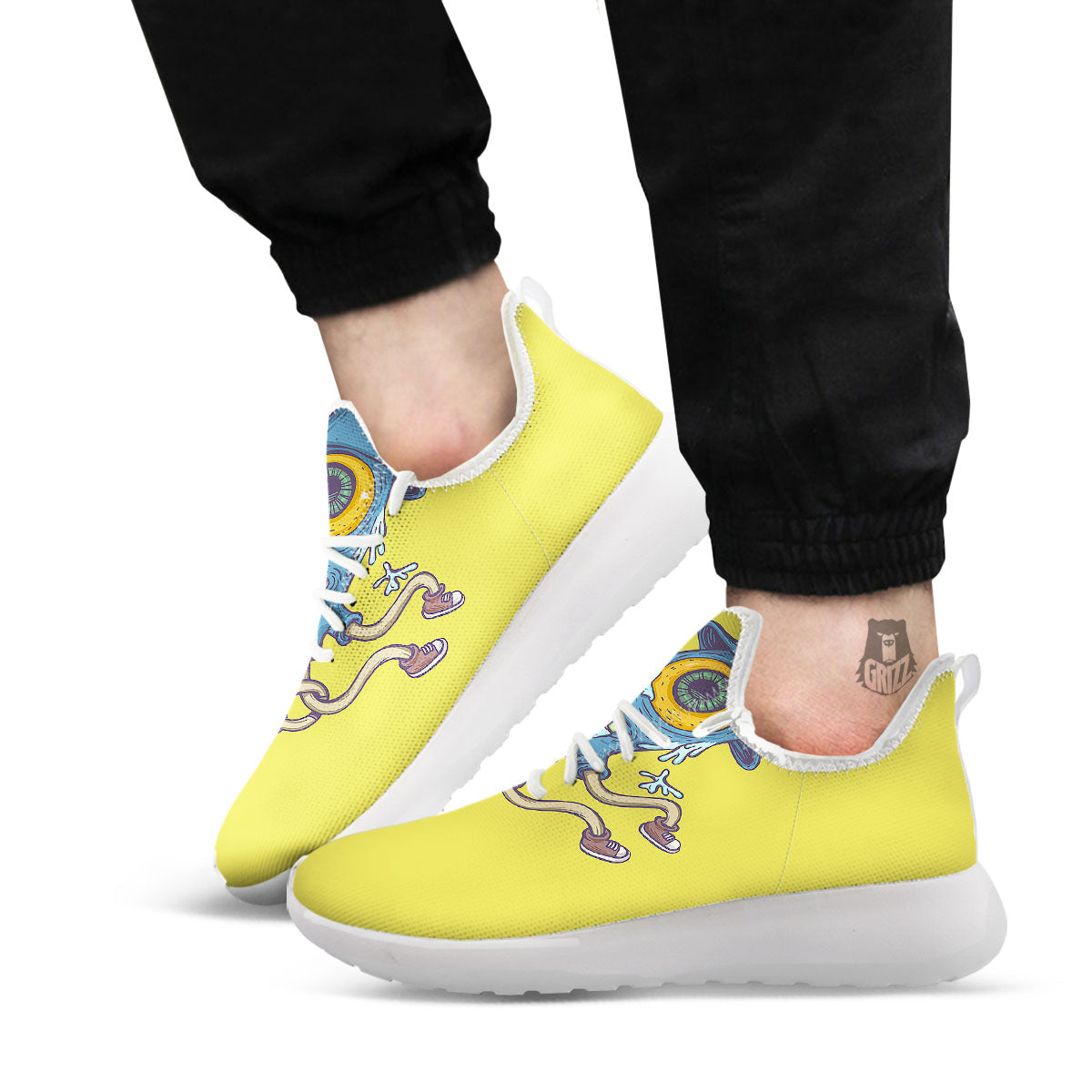 Monster Graffiti Characters Print White Athletic Shoes-grizzshop