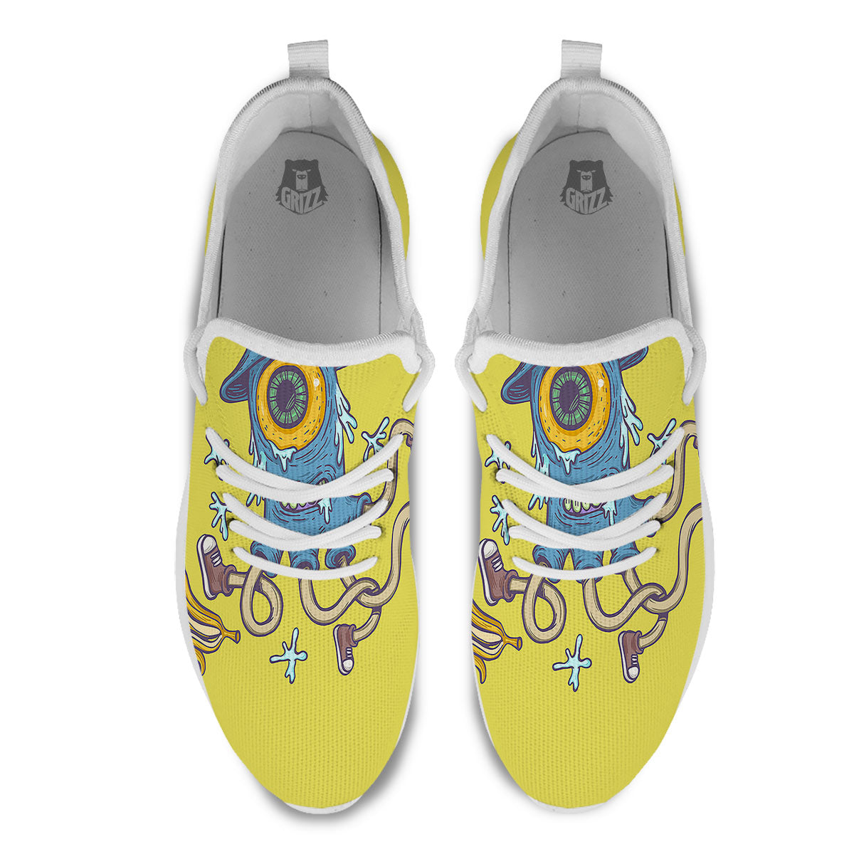 Monster Graffiti Characters Print White Athletic Shoes-grizzshop